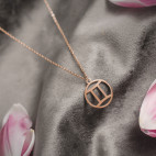Naszyjnik celebrytka stal chirurgiczna znak zodiaku Bliźnięta różowe złoto