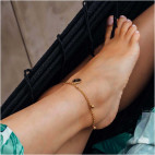 Bransoletka na nogę kostkę YIN YANG koraliki łańcuszek